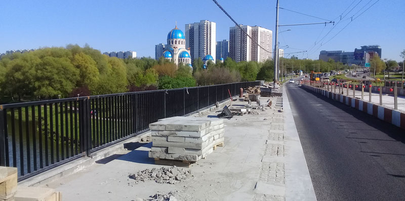 ремонт моста Каширского шоссе через Борисовский  пруд, 2020 г